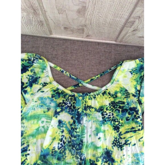 Inspire Shirt Women S Green Navy Blue Lace Rhinestone Neckline Boho Artsy Top - Picture 5 of 8